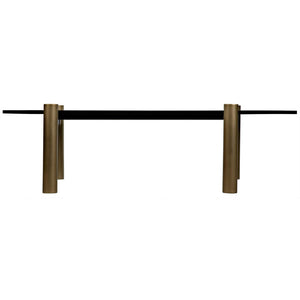 Tabu Coffee Table, Brass Finished Legs with Ebony Walnut Top-Noir Furniture-Blue Hand Home