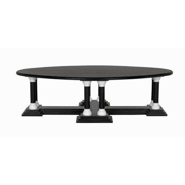 Noir Desoto Coffee Table, Hand Rubbed Black and Solid White-Noir Furniture-Blue Hand Home