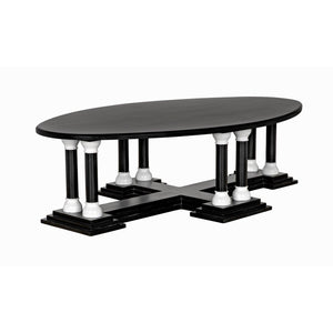 Noir Desoto Coffee Table, Hand Rubbed Black and Solid White-Noir Furniture-Blue Hand Home