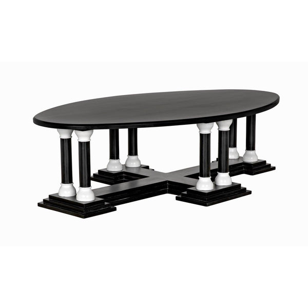 Noir Desoto Coffee Table, Hand Rubbed Black and Solid White-Noir Furniture-Blue Hand Home