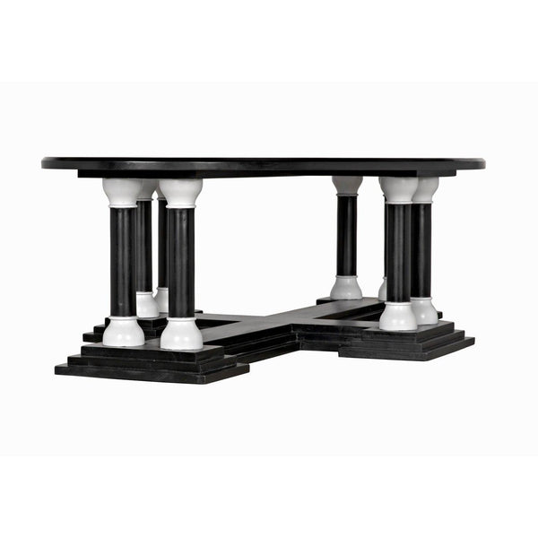Noir Desoto Coffee Table, Hand Rubbed Black and Solid White-Noir Furniture-Blue Hand Home