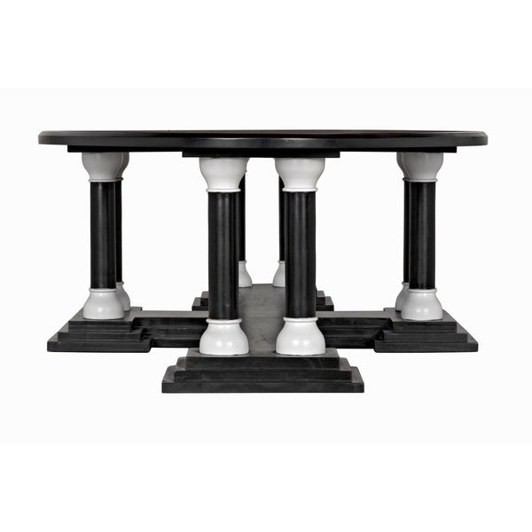 Noir Desoto Coffee Table, Hand Rubbed Black and Solid White-Noir Furniture-Blue Hand Home