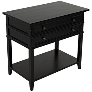 Colonial 2-Drawer Side Table, Distressed Black-Noir Furniture-Blue Hand Home