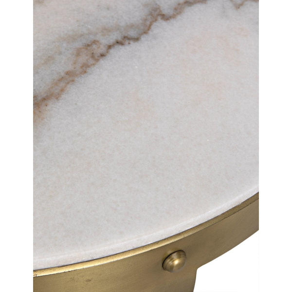 Noir Byron Side Table, Antique Brass and Stone-Noir Furniture-Blue Hand Home