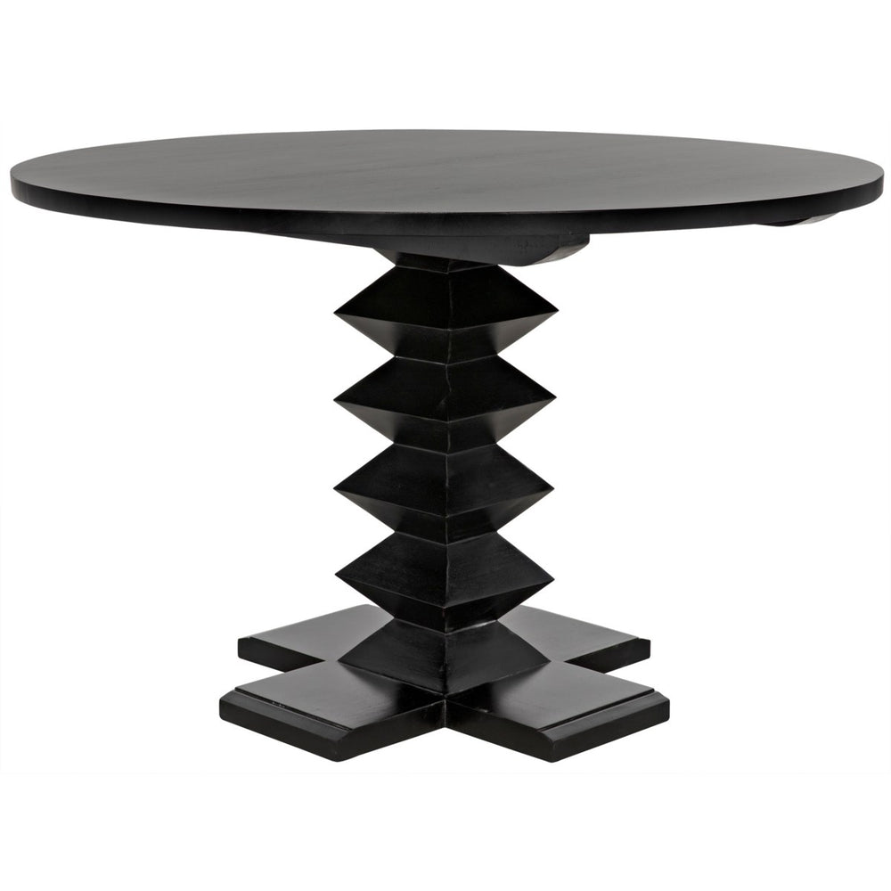 Noir Zig-Zag Base Dining Table, 48", Hand Rubbed Black-Noir Furniture-Blue Hand Home