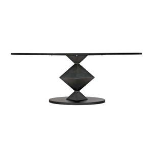 Noir Katana Oval Dining Table, Black Metal-Noir Furniture-Blue Hand Home