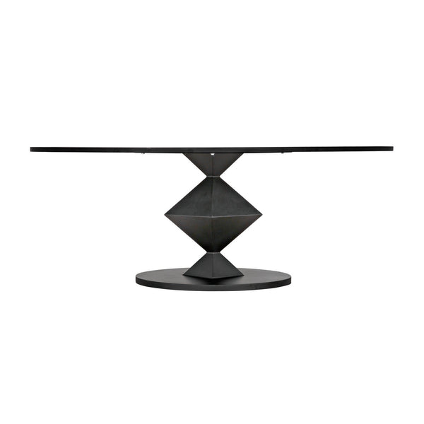 Noir Katana Oval Dining Table, Black Metal-Noir Furniture-Blue Hand Home