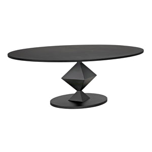 Noir Katana Oval Dining Table, Black Metal-Noir Furniture-Blue Hand Home