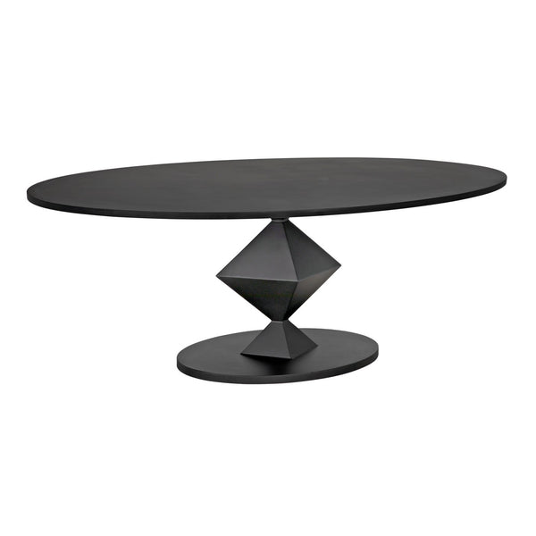 Noir Katana Oval Dining Table, Black Metal-Noir Furniture-Blue Hand Home