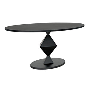 Noir Katana Oval Dining Table, Black Metal-Noir Furniture-Blue Hand Home