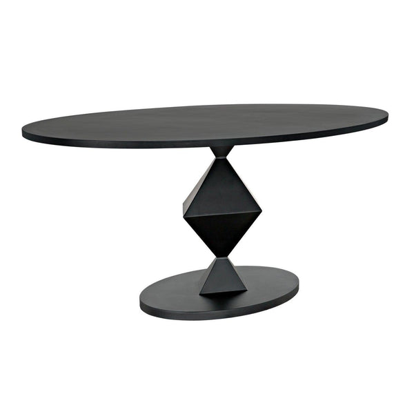 Noir Katana Oval Dining Table, Black Metal-Noir Furniture-Blue Hand Home