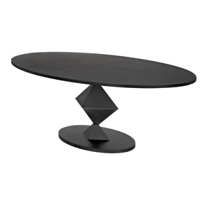 Noir Katana Oval Dining Table, Black Metal-Noir Furniture-Blue Hand Home