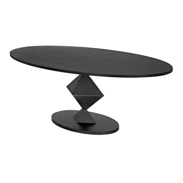 Noir Katana Oval Dining Table, Black Metal-Noir Furniture-Blue Hand Home