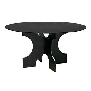 Noir Element Dining Table, Black Metal-Noir Furniture-Blue Hand Home