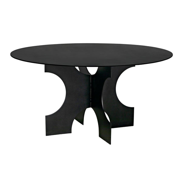 Noir Element Dining Table, Black Metal-Noir Furniture-Blue Hand Home