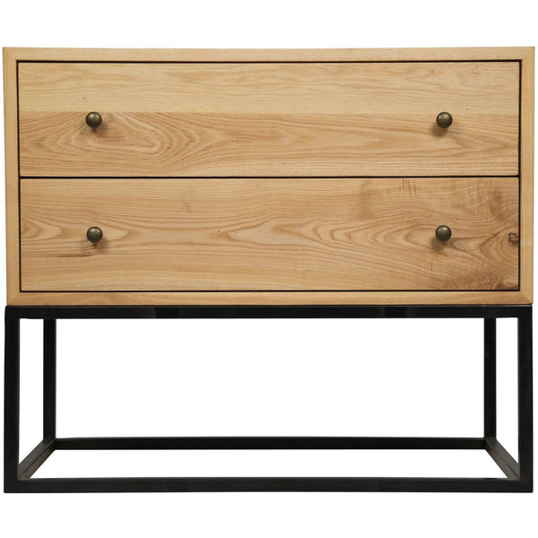 Noir Furniture Downtown Side Table, Elm and Black Metal-Noir Furniture-Blue Hand Home