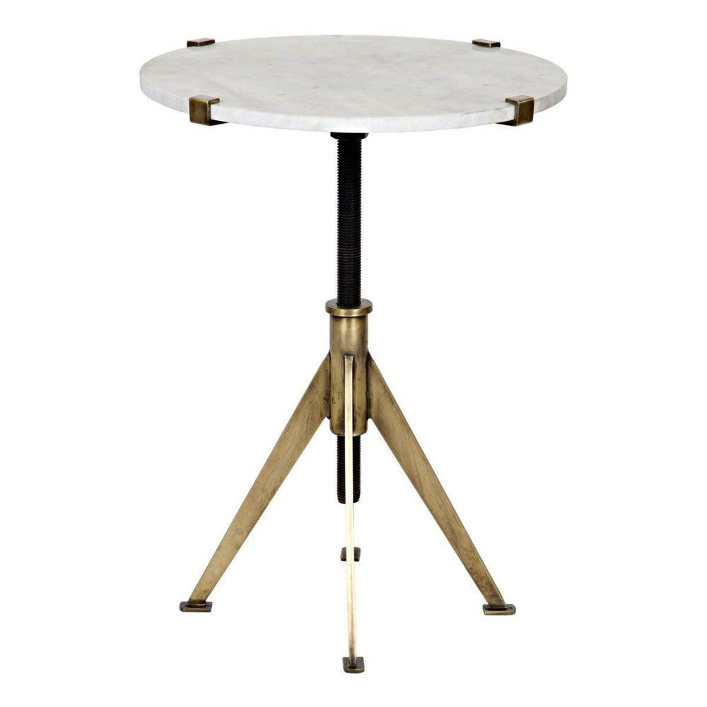 Noir Furniture Edith Adjustable Side Table, Small, Antique Brass, Metal and Quartz-Noir Furniture-Blue Hand Home
