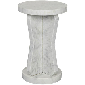 Noir Furniture Ingram Side Table, White Marble-Noir Furniture-Blue Hand Home