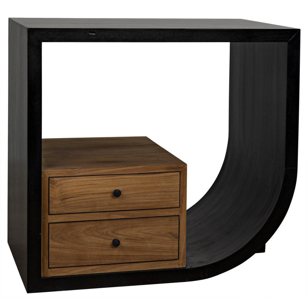 Noir Furniture Burton Side Table, Right, Hand Rubbed Black and Teak-Noir Furniture-Blue Hand Home