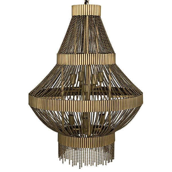 Domo Chandelier, Steel and Metal Beads with Brass Finish-Noir Furniture-Blue Hand Home