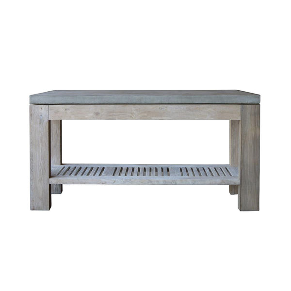 Concrete & Reclaimed Teak Console-Organic Restoration-Blue Hand Home