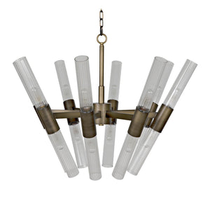 Noir Moira Chandelier, Aged Brass Finish-Noir Furniture-Blue Hand Home