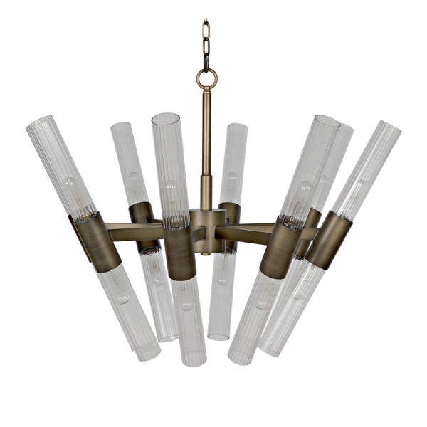 Noir Moira Chandelier, Aged Brass Finish-Noir Furniture-Blue Hand Home