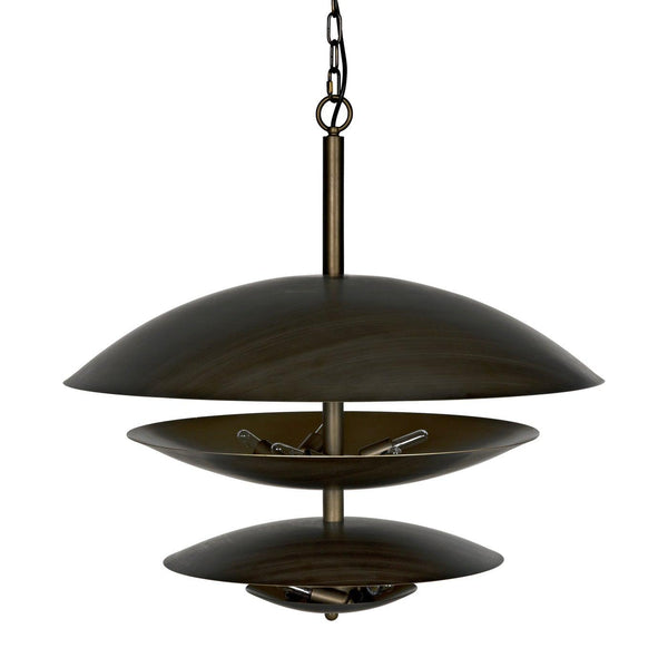 Noir Nora Chandelier, Metal with Aged Brass Finish-Noir Furniture-Blue Hand Home