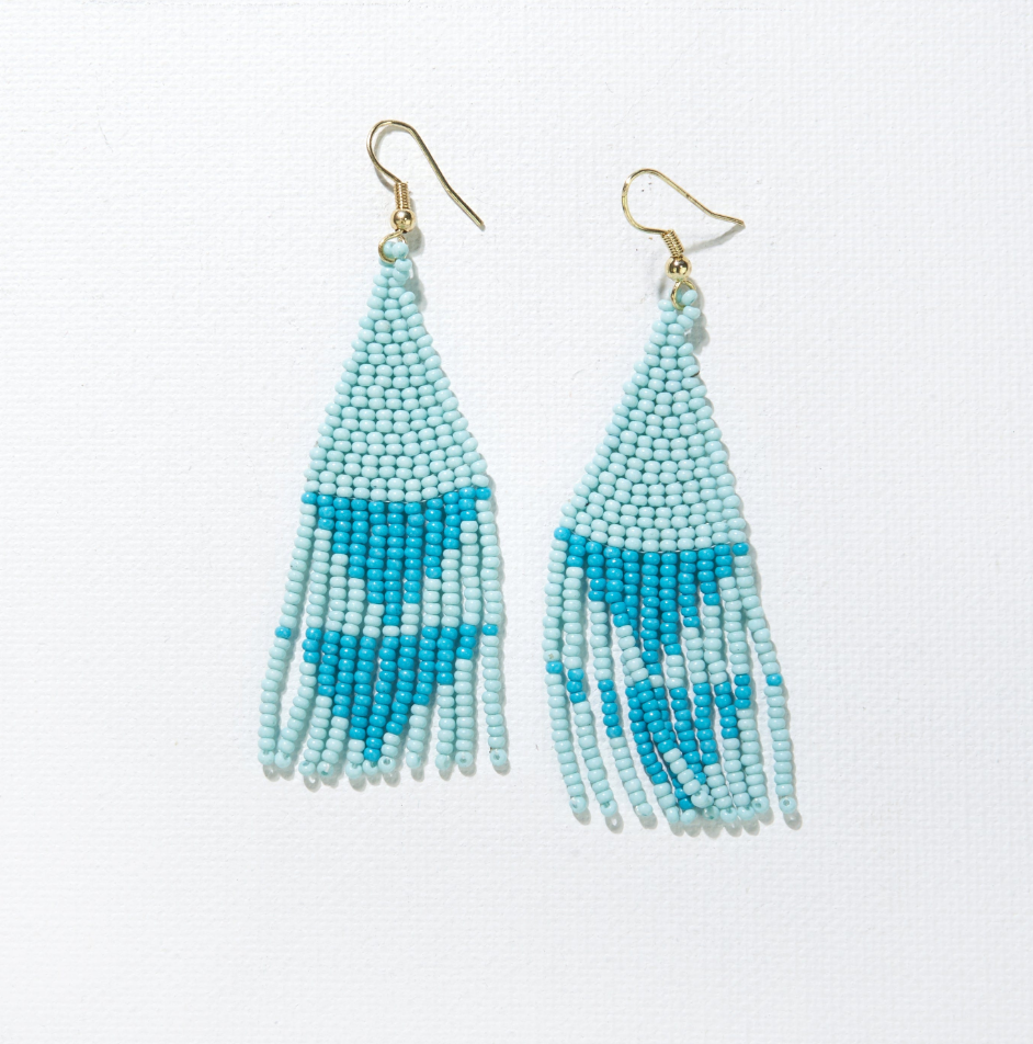 Lt Blue w/ Turquoise Triangles Earrings-Ink + Alloy-Blue Hand Home