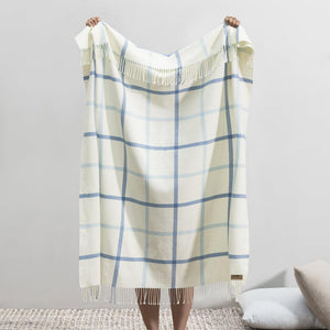Plaid Italian Herringbone Throw-Blue Hand Home