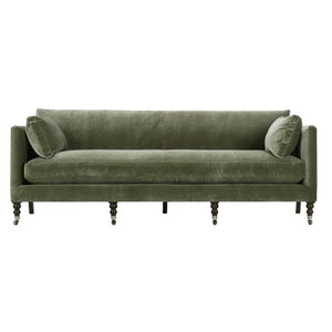 90” Madeline Express Sofa - Antiqued Moss Velvet-Blue Hand Home