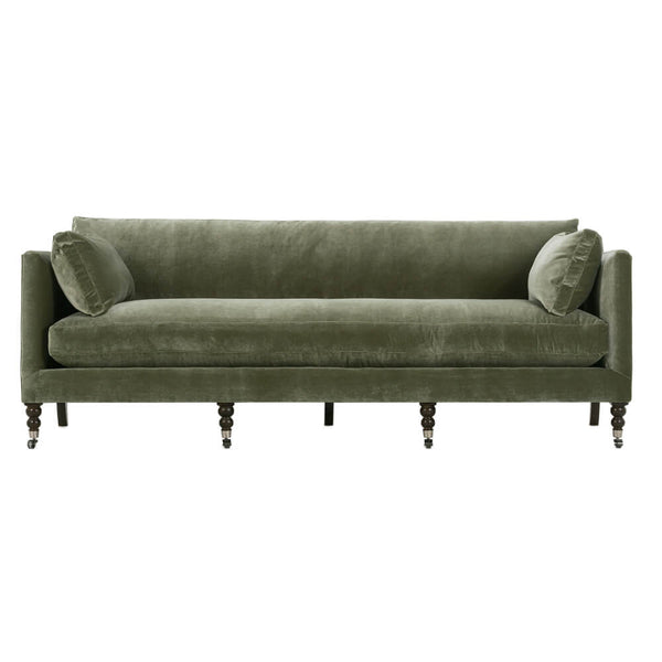 90” Madeline Express Sofa - Antiqued Moss Velvet-Blue Hand Home