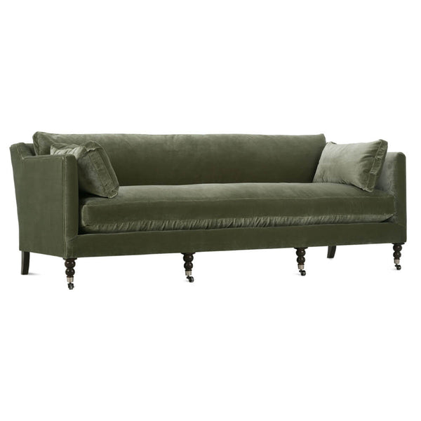 90” Madeline Express Sofa - Antiqued Moss Velvet-Blue Hand Home