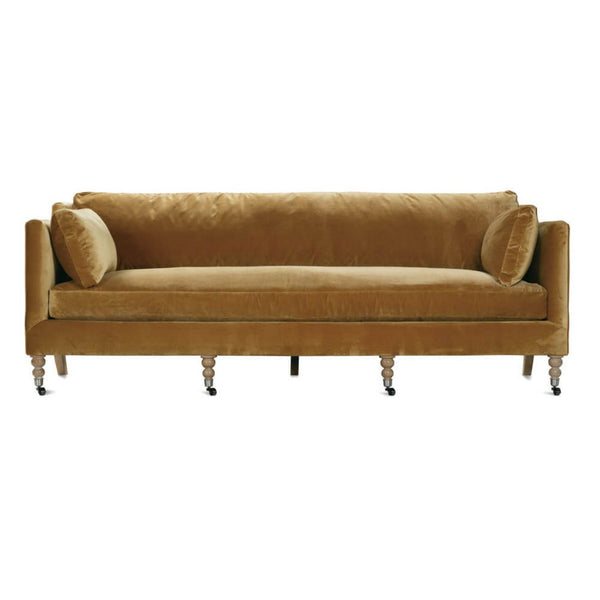 90” Madeline Sofa - Antiqued Amber Velvet-Blue Hand Home