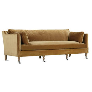 90” Madeline Sofa - Antiqued Amber Velvet-Blue Hand Home