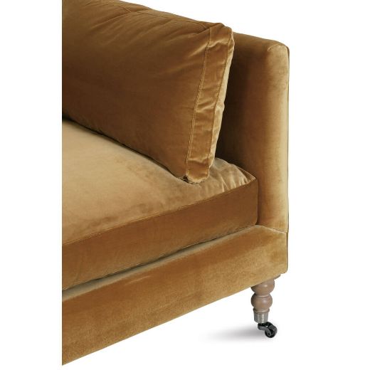 90” Madeline Sofa - Antiqued Amber Velvet-Blue Hand Home