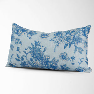 Serenity Toile de Jouy Roses Pillow Cover –Sky Blue, Vintage-Blue Hand Home