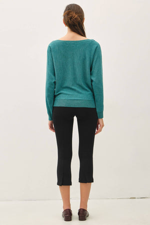 Dolman Sleeve Boat Neck Fine Sweater