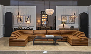 BANDERA SOFA, CR, Roche Tan Leather-Noir Furniture-Blue Hand Home