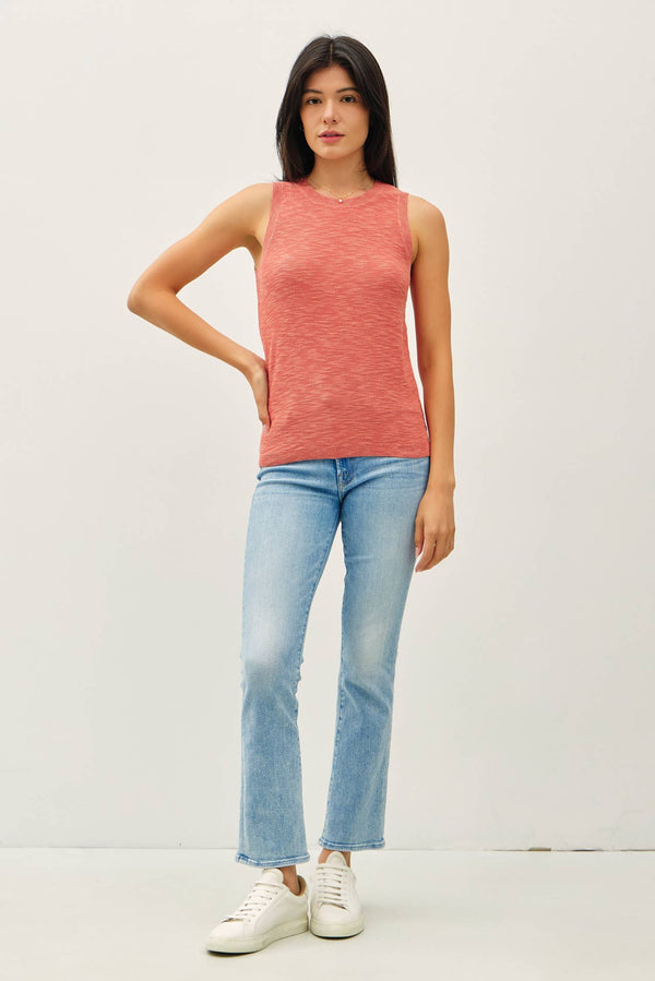 ROUND NECK SLEEVELESS SLUB KNIT TOP-Blue Hand Home