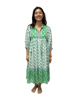 Mylah Midi-Green White-Blue Hand Home