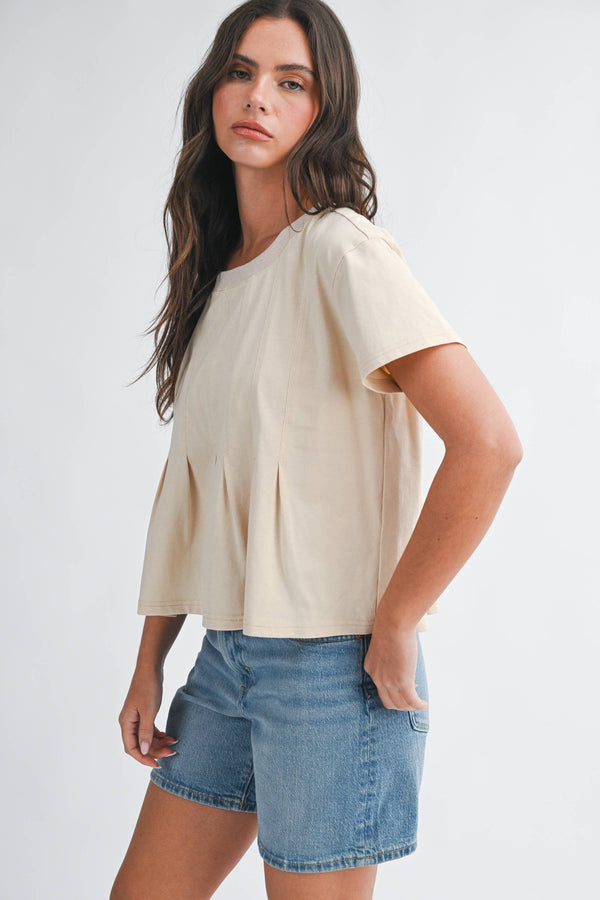 8613HK Pleated Swing Tee Top-Blue Hand Home