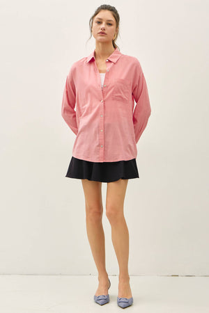 Cotton Blend Light Weight Oversized Classic Shirt-Blue Hand Home