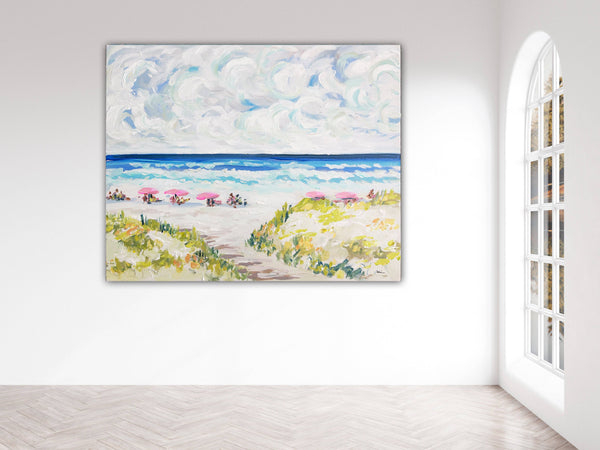 Beach Print on Paper, "Spring Beach"-Blue Hand Home
