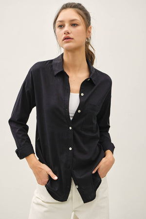 Cotton Blend Light Weight Oversized Classic Shirt-Blue Hand Home