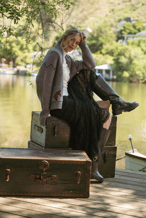 HORSE KNIT SWEATER CARDIGAN MSW10807-Blue Hand Home