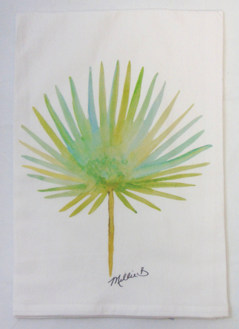 Limited Edition Watercolor Palm Frond Flour Sack Towel-Blue Hand Home