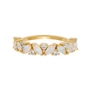 Rainbow Moonstone and Diamond Woodland Dream Ring-Blue Hand Home