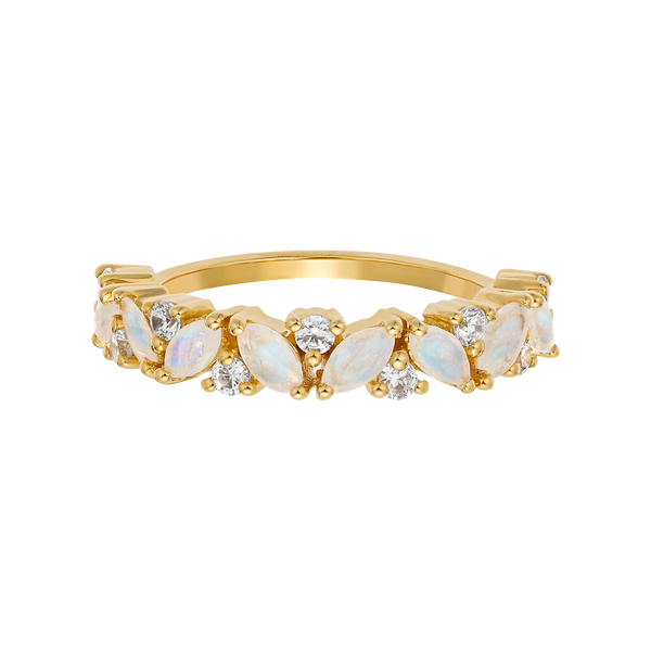 Rainbow Moonstone and Diamond Woodland Dream Ring-Blue Hand Home