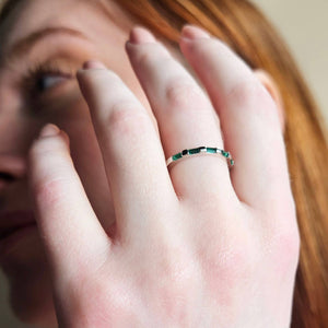 EMERALD BAGUETTE RING - R-F4210-Blue Hand Home